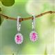 2 - Ilona Oval Cut Pink Sapphire and Diamond Halo Dangling Earrings 