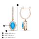 3 - Ilona Oval Cut Turquoise and Diamond Halo Dangling Earrings 