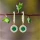2 - Ilona (4mm) Round Emerald and Diamond Halo Dangling Earrings 