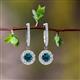 2 - Ilona (4mm) Round Blue and White Diamond Halo Dangling Earrings 