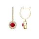 1 - Ilona (4mm) Round Ruby and Diamond Halo Dangling Earrings 