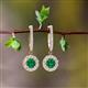 2 - Ilona (4mm) Round Emerald and Diamond Halo Dangling Earrings 