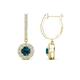 1 - Ilona (4mm) Round Blue and White Diamond Halo Dangling Earrings 