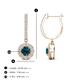 3 - Ilona (4mm) Round Blue and White Diamond Halo Dangling Earrings 