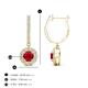 3 - Ilona (4mm) Round Ruby and Diamond Halo Dangling Earrings 
