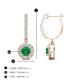 3 - Ilona (4mm) Round Emerald and Diamond Halo Dangling Earrings 