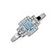 3 - Jessica Rainbow Emerald Cut Aquamarine with Round and Princess Cut Diamond Engagement Ring 