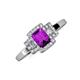 3 - Jessica Rainbow Emerald Cut Amethyst with Round and Princess Cut Diamond Engagement Ring 