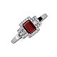 3 - Jessica Rainbow Emerald Cut Red Garnet with Round and Princess Cut Diamond Engagement Ring 