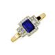 3 - Jessica Rainbow Emerald Cut Lab Created Blue Sapphire with Round and Princess Cut Diamond Engagement Ring 