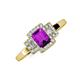 3 - Jessica Rainbow Emerald Cut Amethyst with Round and Princess Cut Diamond Engagement Ring 