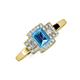 3 - Jessica Rainbow Emerald Cut Blue Topaz with Round and Princess Cut Diamond Engagement Ring 