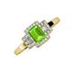 3 - Jessica Rainbow Emerald Cut Peridot with Round and Princess Cut Diamond Engagement Ring 