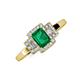 3 - Jessica Rainbow Emerald Cut Lab Created Emerald with Round and Princess Cut Diamond Engagement Ring 