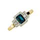 3 - Jessica Rainbow Emerald Cut London Blue Topaz with Round and Princess Cut Diamond Engagement Ring 