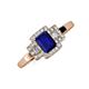 3 - Jessica Rainbow Emerald Cut Lab Created Blue Sapphire with Round and Princess Cut Diamond Engagement Ring 