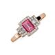 3 - Jessica Rainbow Emerald Cut Pink Tourmaline with Round and Princess Cut Diamond Engagement Ring 