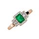 3 - Jessica Rainbow Emerald Cut Lab Created Emerald with Round and Princess Cut Diamond Engagement Ring 
