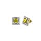 1 - Katheryn Yellow and White Diamond Halo Stud Earrings 