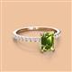 2 - Charlotte Desire 7x5 mm Emerald Cut Peridot and Round Diamond Hidden Halo Engagement Ring 