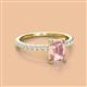 2 - Charlotte Desire 7x5 mm Emerald Cut Morganite and Round Diamond Hidden Halo Engagement Ring 