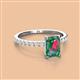 2 - Charlotte Desire 7x5 mm Emerald Cut Lab Created Alexandrite and Round Diamond Hidden Halo Engagement Ring 