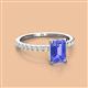 2 - Charlotte Desire 7x5 mm Emerald Cut Tanzanite and Round Diamond Hidden Halo Engagement Ring 