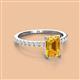 2 - Charlotte Desire 7x5 mm Emerald Cut Citrine and Round Diamond Hidden Halo Engagement Ring 