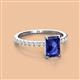 2 - Charlotte Desire 7x5 mm Emerald Cut Iolite and Round Diamond Hidden Halo Engagement Ring 