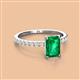2 - Charlotte Desire 7x5 mm Emerald Cut Emerald and Round Diamond Hidden Halo Engagement Ring 