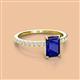 2 - Charlotte Desire 7x5 mm Emerald Cut Blue Sapphire and Round Diamond Hidden Halo Engagement Ring 