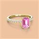 2 - Charlotte Desire 7x5 mm Emerald Cut Pink Sapphire and Round Diamond Hidden Halo Engagement Ring 