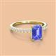 2 - Charlotte Desire 7x5 mm Emerald Cut Tanzanite and Round Diamond Hidden Halo Engagement Ring 
