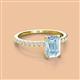 2 - Charlotte Desire 7x5 mm Emerald Cut Aquamarine and Round Diamond Hidden Halo Engagement Ring 