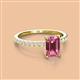 2 - Charlotte Desire 7x5 mm Emerald Cut Pink Tourmaline and Round Diamond Hidden Halo Engagement Ring 