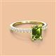 2 - Charlotte Desire 7x5 mm Emerald Cut Peridot and Round Diamond Hidden Halo Engagement Ring 