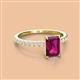 2 - Charlotte Desire 7x5 mm Emerald Cut Rhodolite Garnet and Round Diamond Hidden Halo Engagement Ring 