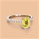 2 - Charlotte Desire 7x5 mm Emerald Cut Yellow Sapphire and Round Diamond Hidden Halo Engagement Ring 