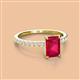 2 - Charlotte Desire 7x5 mm Emerald Cut Ruby and Round Diamond Hidden Halo Engagement Ring 