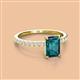 2 - Charlotte Desire 7x5 mm Emerald Cut London Blue Topaz and Round Diamond Hidden Halo Engagement Ring 