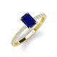 3 - Charlotte Desire 7x5 mm Emerald Cut Blue Sapphire and Round Diamond Hidden Halo Engagement Ring 