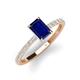 3 - Charlotte Desire 7x5 mm Emerald Cut Blue Sapphire and Round Diamond Hidden Halo Engagement Ring 