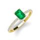 3 - Charlotte Desire 7x5 mm Emerald Cut Emerald and Round Diamond Hidden Halo Engagement Ring 