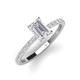 3 - Charlotte Desire 7x5 mm Emerald Cut White Sapphire and Round Diamond Hidden Halo Engagement Ring 