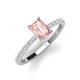 3 - Charlotte Desire 7x5 mm Emerald Cut Morganite and Round Diamond Hidden Halo Engagement Ring 