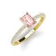 3 - Charlotte Desire 7x5 mm Emerald Cut Morganite and Round Diamond Hidden Halo Engagement Ring 
