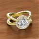 2 - Austyn Desire Round Forever One Moissanite and Round Diamond Twisted Rope Cross Split Shank Halo Engagement Ring 