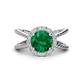 1 - Austyn Desire Round Lab Created Emerald and Round Diamond Twisted Rope Cross Split Shank Halo Engagement Ring 