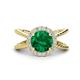 1 - Austyn Desire Round Lab Created Emerald and Round Diamond Twisted Rope Cross Split Shank Halo Engagement Ring 