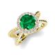 3 - Austyn Desire Round Lab Created Emerald and Round Diamond Twisted Rope Cross Split Shank Halo Engagement Ring 